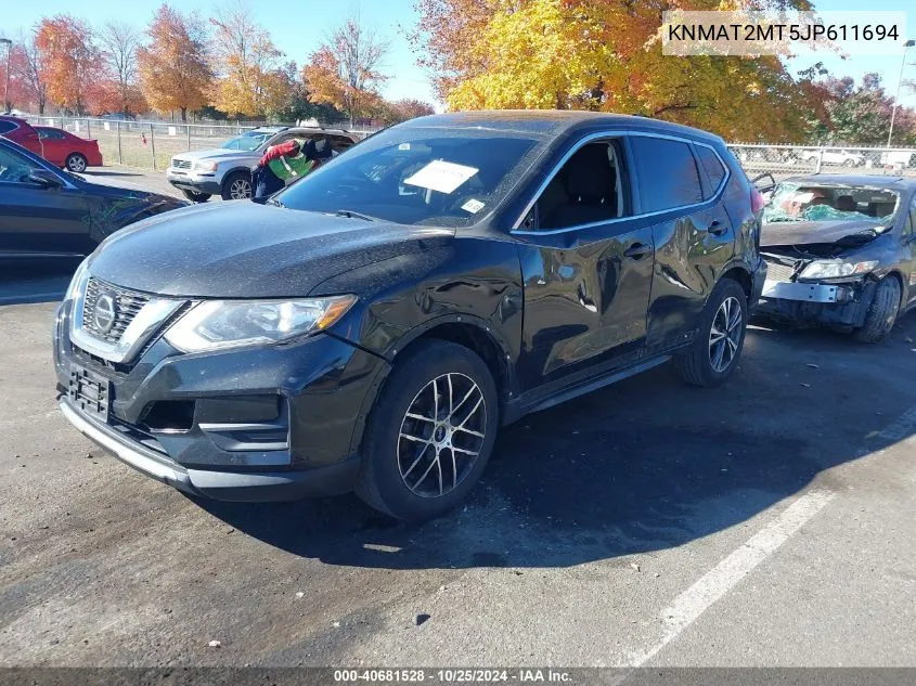 2018 Nissan Rogue S VIN: KNMAT2MT5JP611694 Lot: 40681528