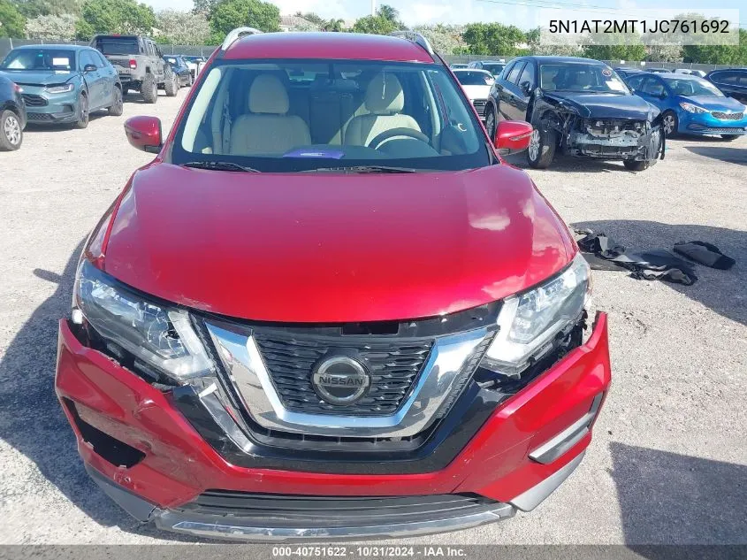 2018 Nissan Rogue Sv VIN: 5N1AT2MT1JC761692 Lot: 40751622