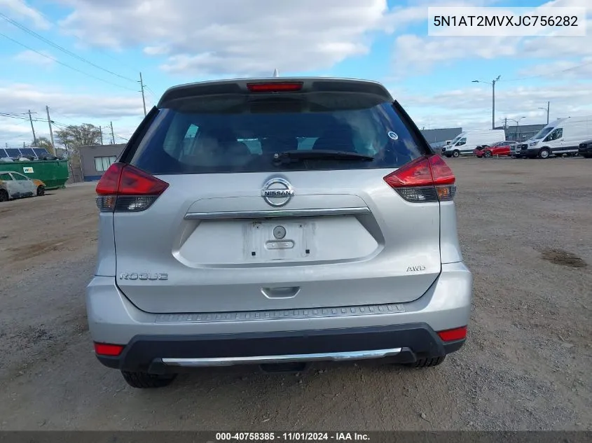 2018 Nissan Rogue S VIN: 5N1AT2MVXJC756282 Lot: 40758385