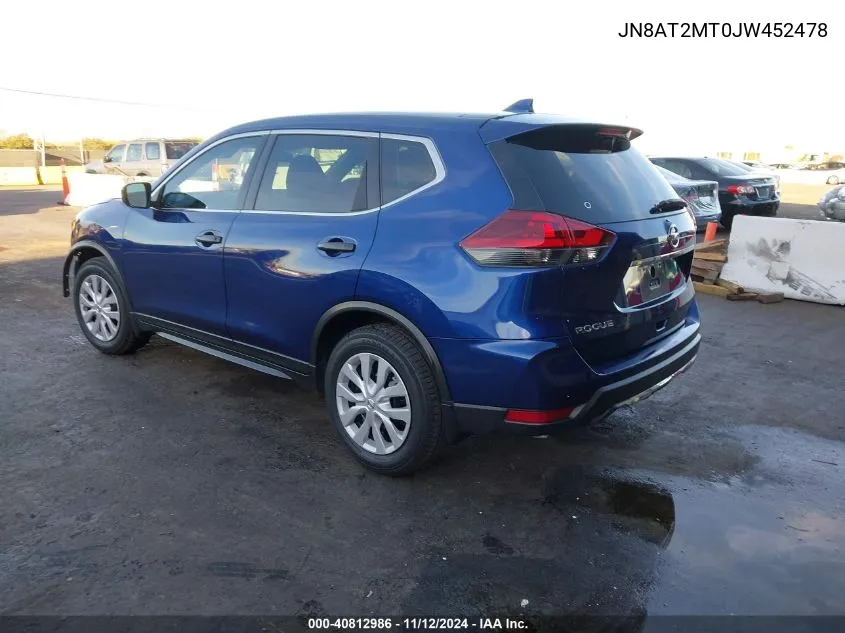 2018 Nissan Rogue S VIN: JN8AT2MT0JW452478 Lot: 40812986