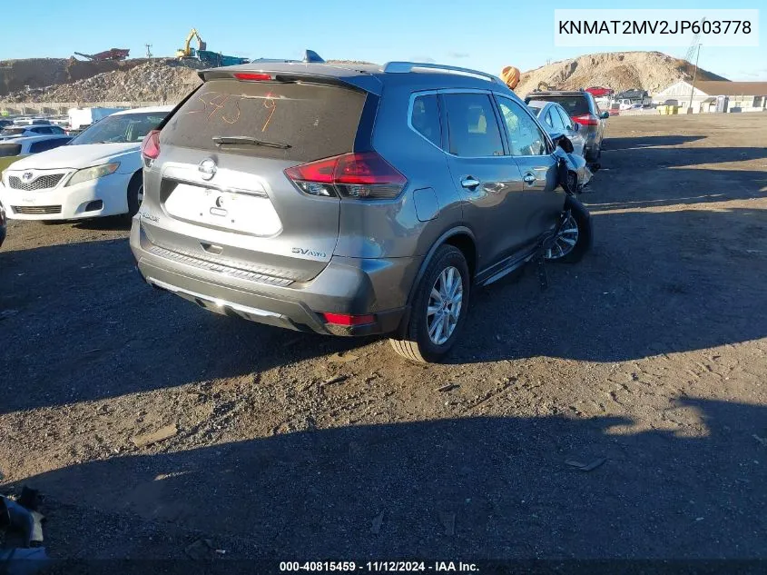 2018 Nissan Rogue Sv VIN: KNMAT2MV2JP603778 Lot: 40815459