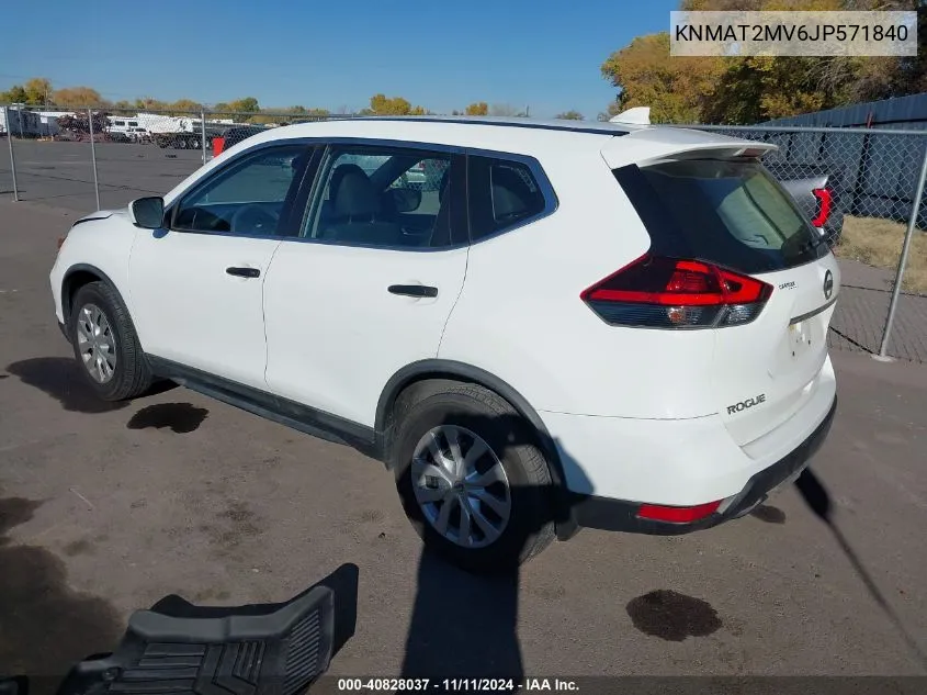 2018 Nissan Rogue S VIN: KNMAT2MV6JP571840 Lot: 40828037