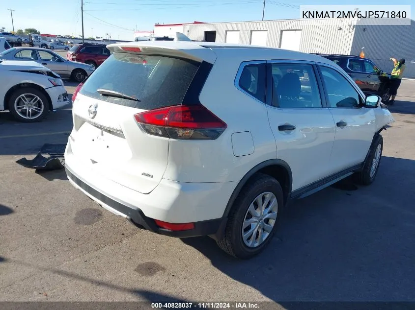 2018 Nissan Rogue S VIN: KNMAT2MV6JP571840 Lot: 40828037