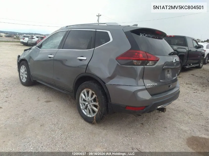 2019 Nissan Rogue VIN: 5N1AT2MV5KC804501 Lot: 12080037