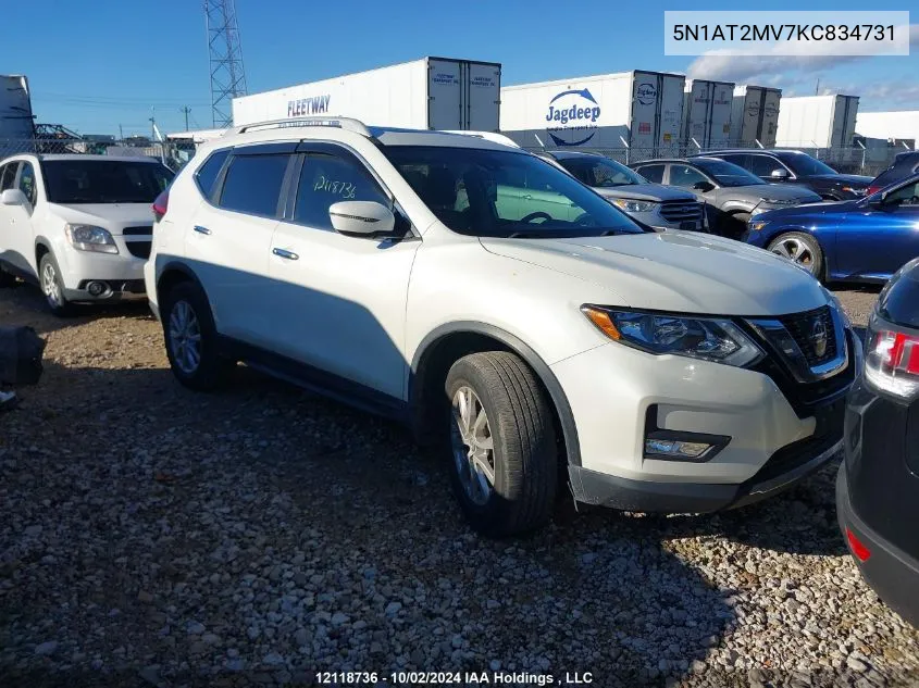 2019 Nissan Rogue VIN: 5N1AT2MV7KC834731 Lot: 12118736