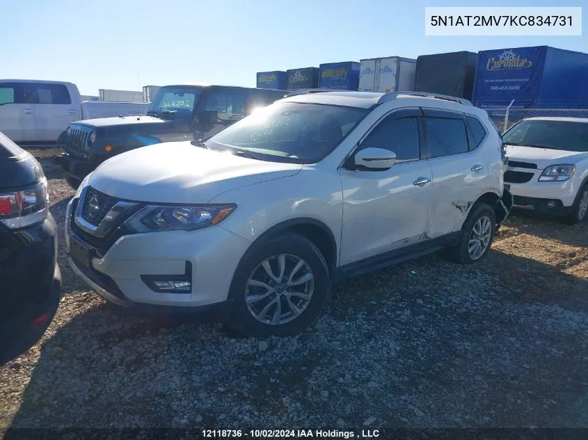 2019 Nissan Rogue VIN: 5N1AT2MV7KC834731 Lot: 12118736