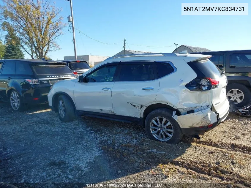 2019 Nissan Rogue VIN: 5N1AT2MV7KC834731 Lot: 12118736