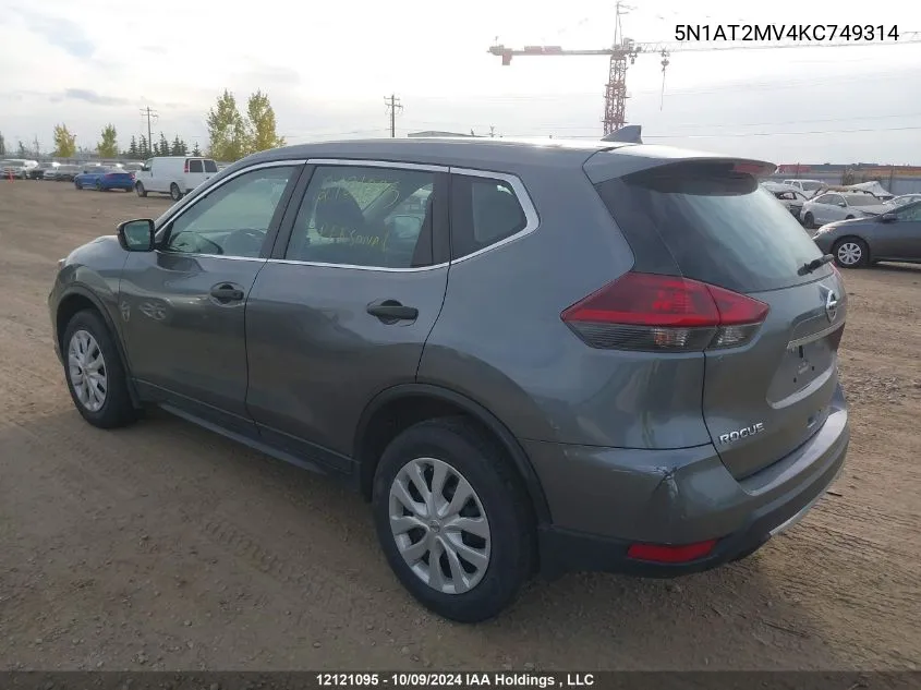 2019 Nissan Rogue VIN: 5N1AT2MV4KC749314 Lot: 12121095