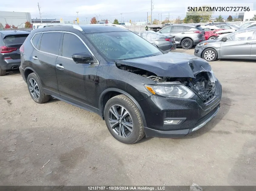 2019 Nissan Rogue VIN: 5N1AT2MV3KC727756 Lot: 12137107