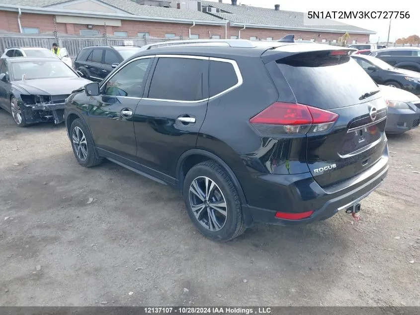 2019 Nissan Rogue VIN: 5N1AT2MV3KC727756 Lot: 12137107