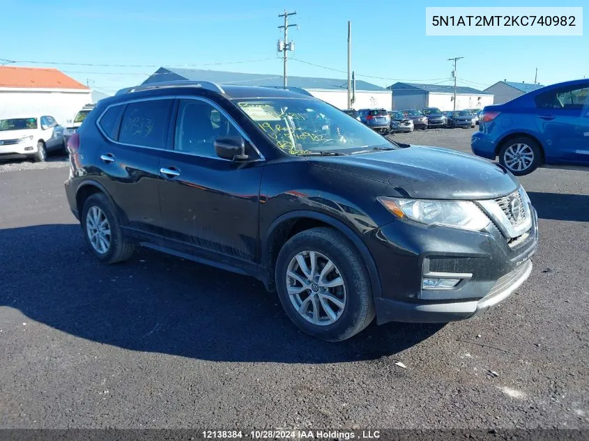 2019 Nissan Rogue VIN: 5N1AT2MT2KC740982 Lot: 12138384