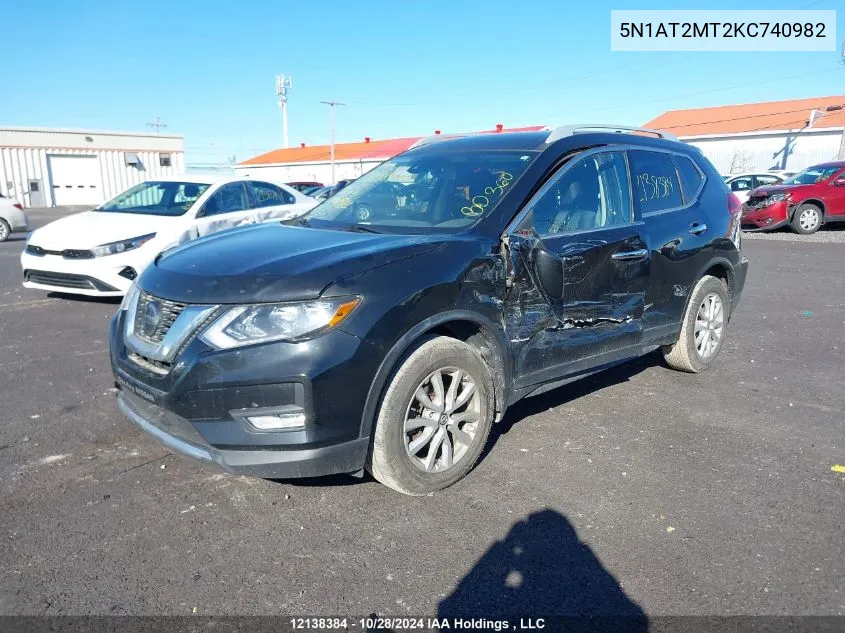 2019 Nissan Rogue VIN: 5N1AT2MT2KC740982 Lot: 12138384