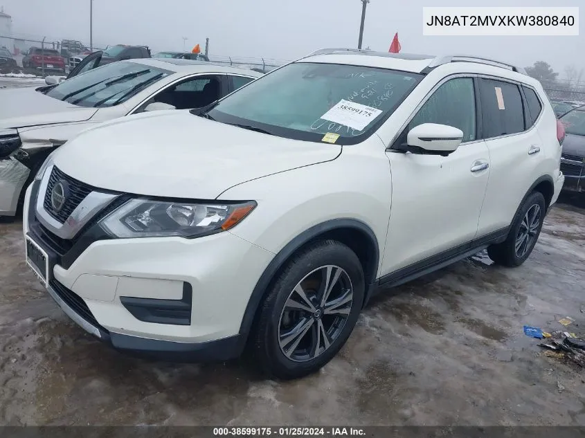 2019 Nissan Rogue Sv VIN: JN8AT2MVXKW380840 Lot: 38599175