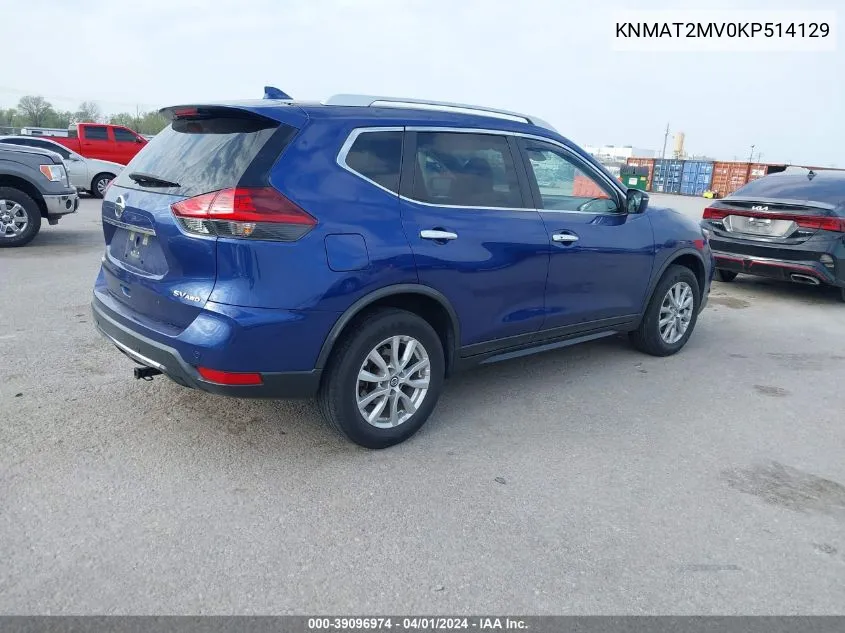 2019 Nissan Rogue Sv VIN: KNMAT2MV0KP514129 Lot: 39096974