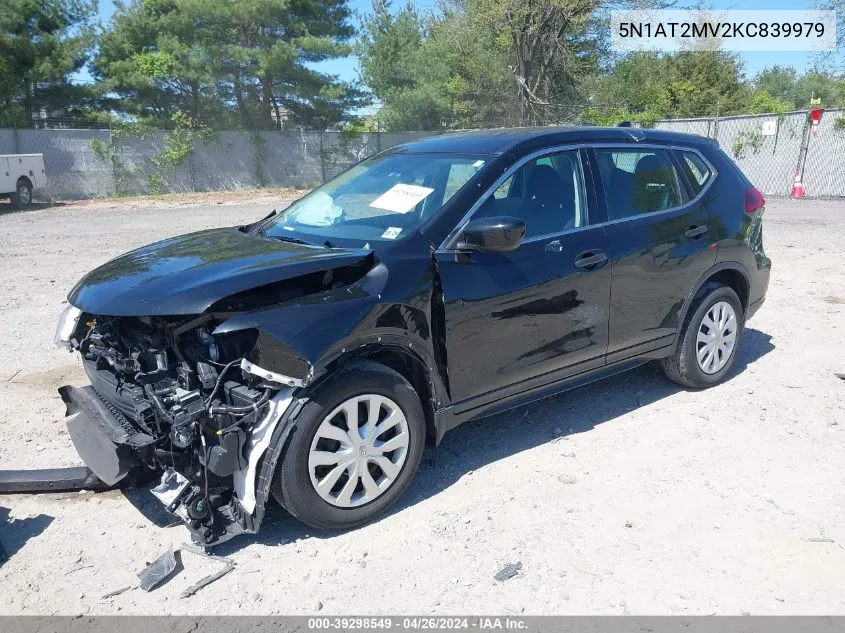 2019 Nissan Rogue S VIN: 5N1AT2MV2KC839979 Lot: 39298549