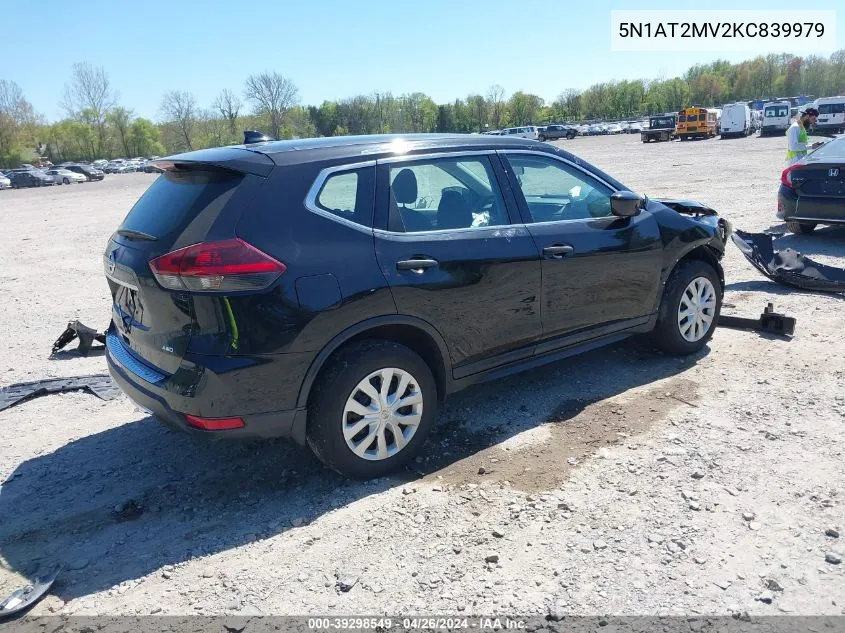 2019 Nissan Rogue S VIN: 5N1AT2MV2KC839979 Lot: 39298549