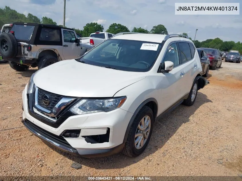 2019 Nissan Rogue Sv VIN: JN8AT2MV4KW401374 Lot: 39643421