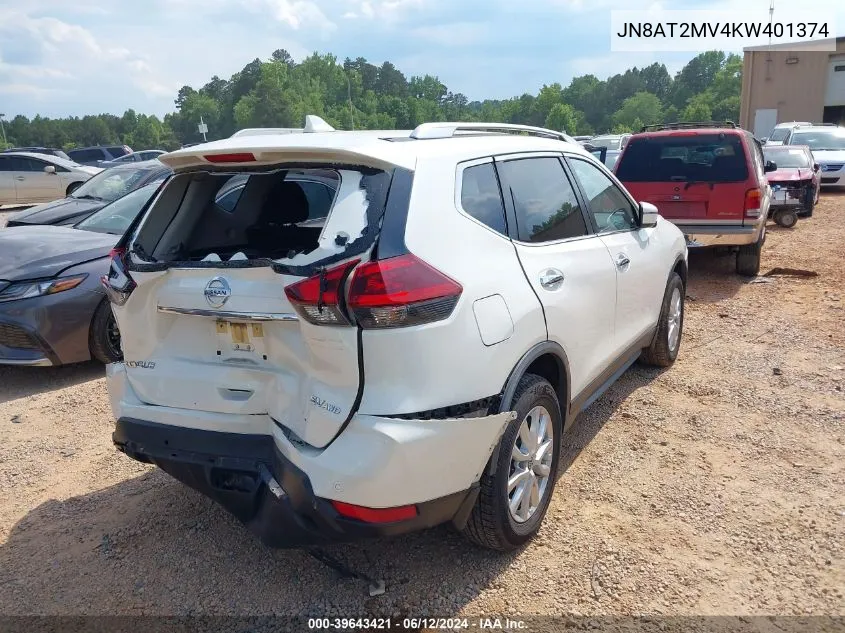 JN8AT2MV4KW401374 2019 Nissan Rogue Sv