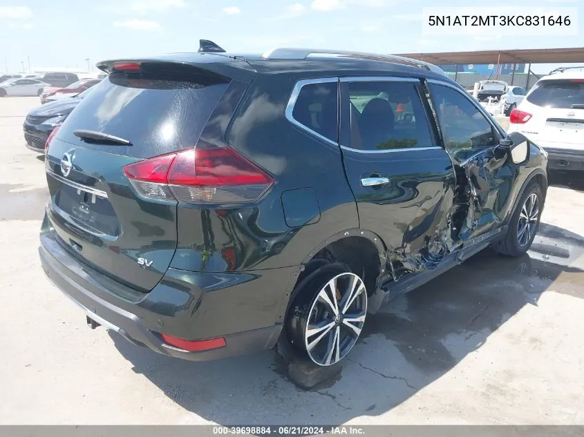 2019 Nissan Rogue Sv VIN: 5N1AT2MT3KC831646 Lot: 39698884