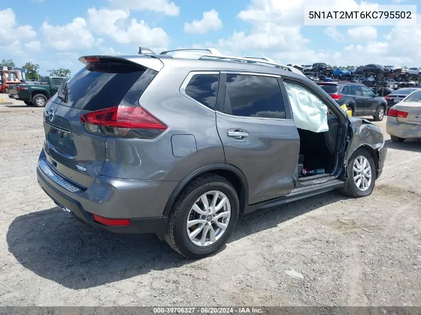 2019 Nissan Rogue S VIN: 5N1AT2MT6KC795502 Lot: 39706327