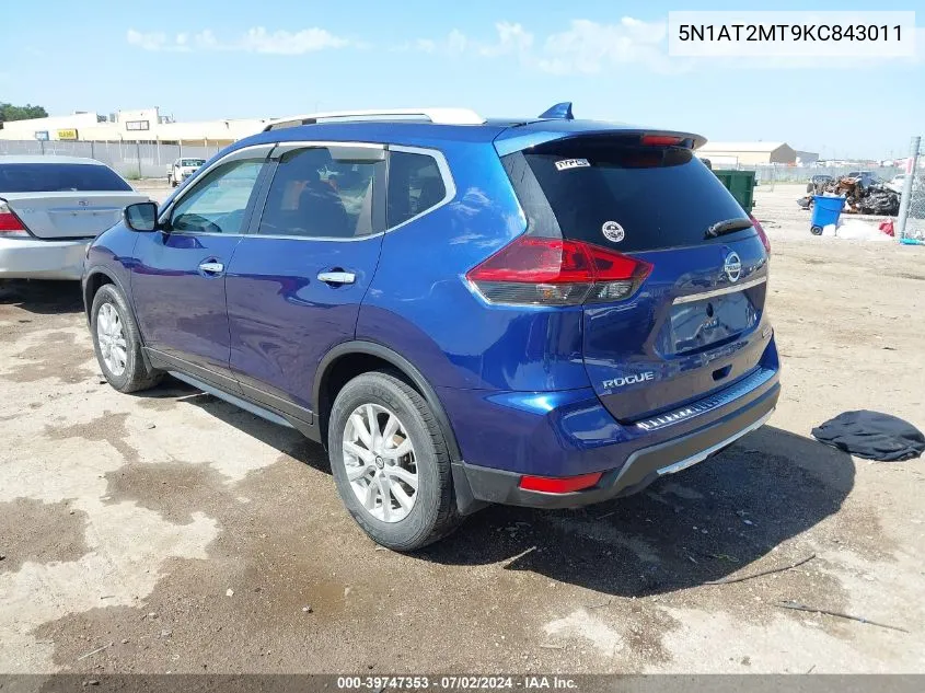 2019 Nissan Rogue S VIN: 5N1AT2MT9KC843011 Lot: 39747353