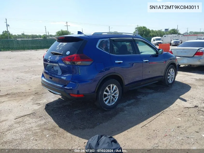 2019 Nissan Rogue S VIN: 5N1AT2MT9KC843011 Lot: 39747353