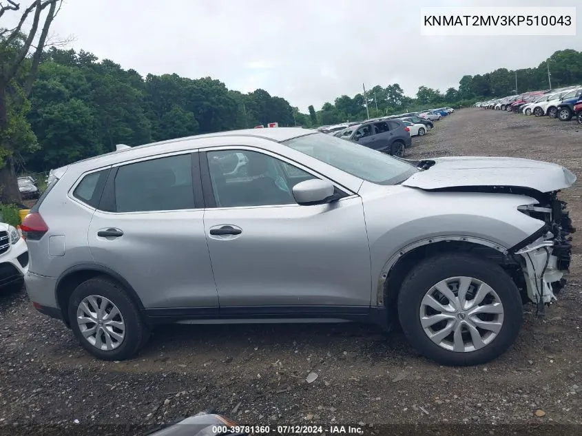 2019 Nissan Rogue S VIN: KNMAT2MV3KP510043 Lot: 39781360