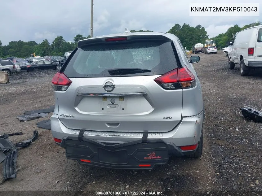 2019 Nissan Rogue S VIN: KNMAT2MV3KP510043 Lot: 39781360