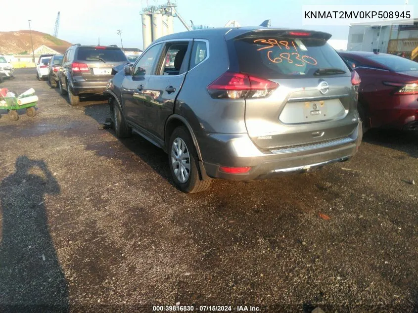 2019 Nissan Rogue S VIN: KNMAT2MV0KP508945 Lot: 39816830