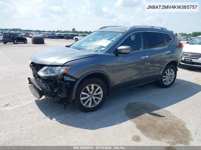 2019 Nissan Rogue Sv VIN: JN8AT2MV4KW385757 Lot: 39825914