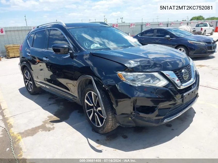 2019 Nissan Rogue Sl VIN: 5N1AT2MT2KC752081 Lot: 39881455