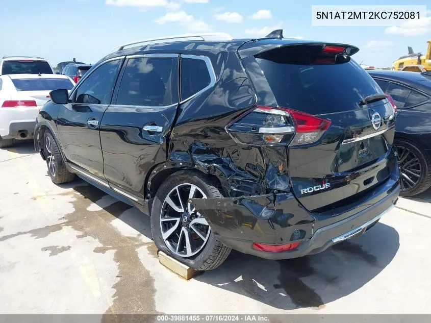 2019 Nissan Rogue Sl VIN: 5N1AT2MT2KC752081 Lot: 39881455