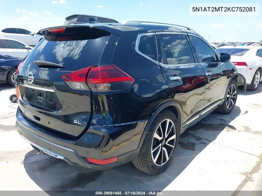 2019 Nissan Rogue Sl VIN: 5N1AT2MT2KC752081 Lot: 39881455