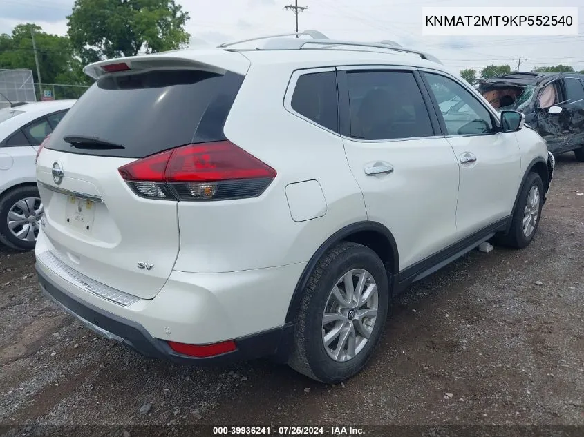 2019 Nissan Rogue Sv VIN: KNMAT2MT9KP552540 Lot: 39936241