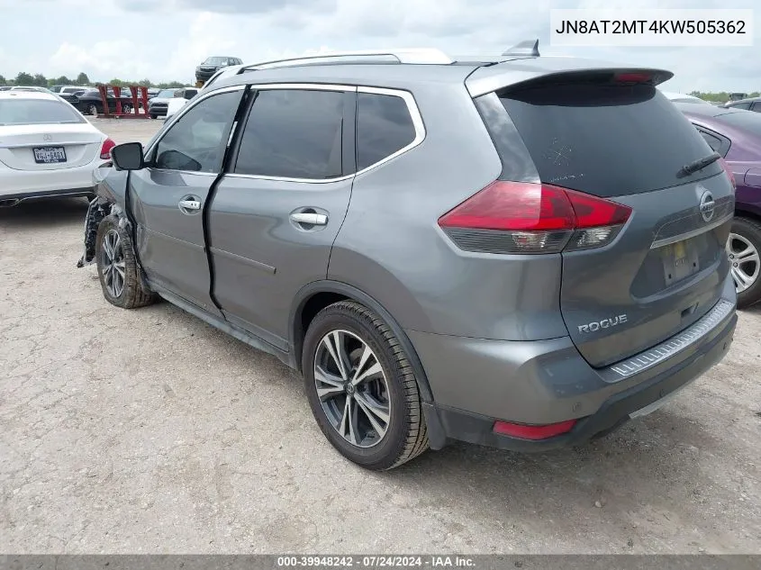 2019 Nissan Rogue Sv VIN: JN8AT2MT4KW505362 Lot: 39948242