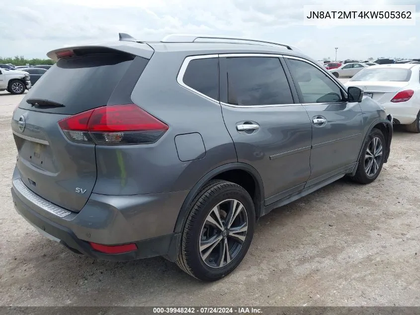 2019 Nissan Rogue Sv VIN: JN8AT2MT4KW505362 Lot: 39948242