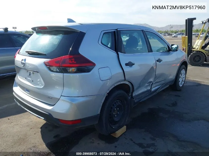 2019 Nissan Rogue S VIN: KNMAT2MV8KP517960 Lot: 39958073