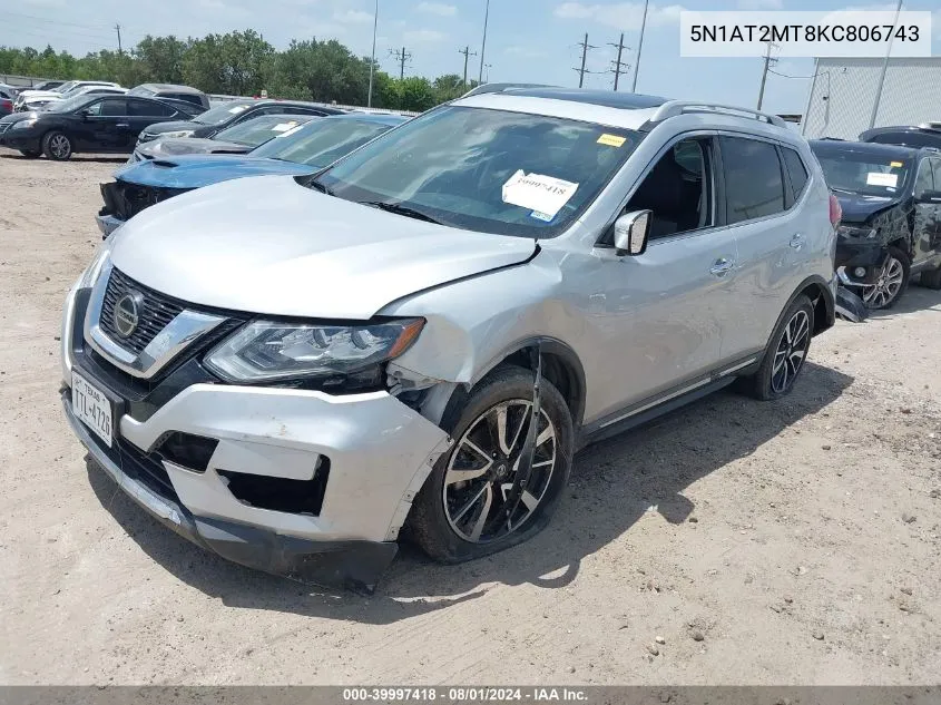 2019 Nissan Rogue Sl VIN: 5N1AT2MT8KC806743 Lot: 39997418