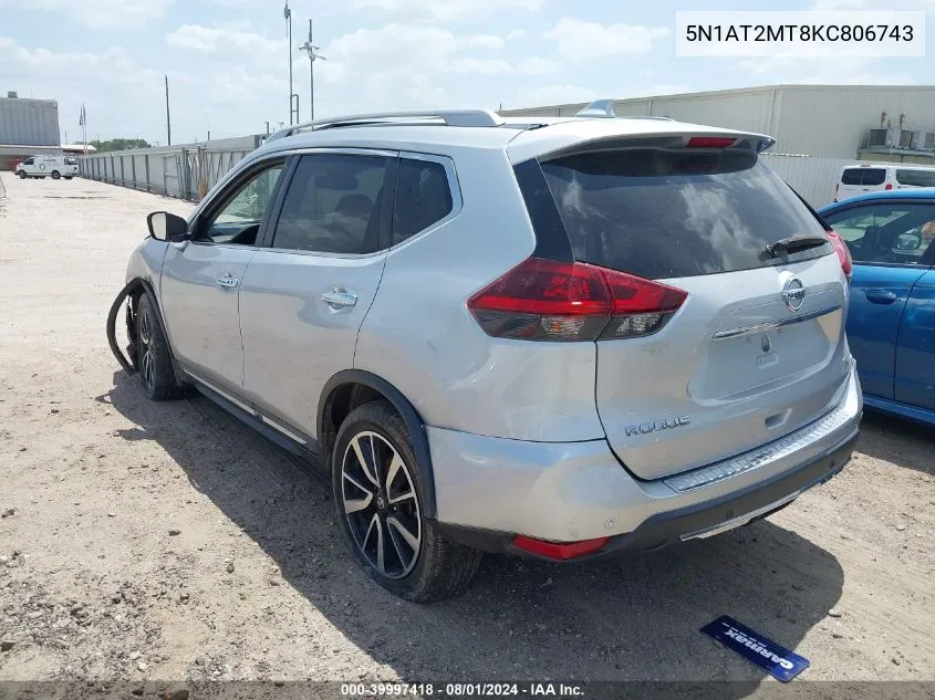 2019 Nissan Rogue Sl VIN: 5N1AT2MT8KC806743 Lot: 39997418