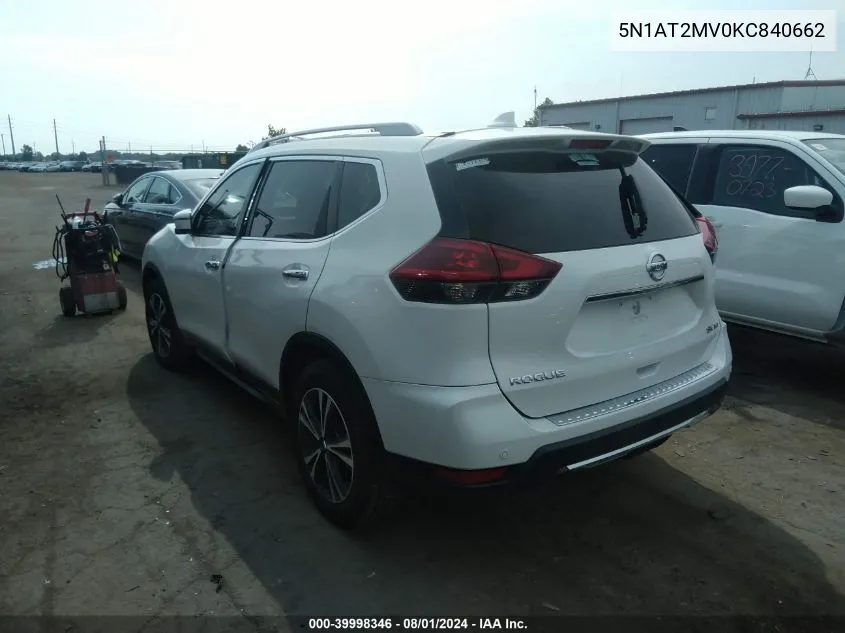 2019 Nissan Rogue Sv VIN: 5N1AT2MV0KC840662 Lot: 39998346