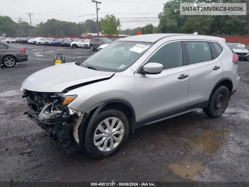 2019 Nissan Rogue S VIN: 5N1AT2MV0KC845036 Lot: 40012187