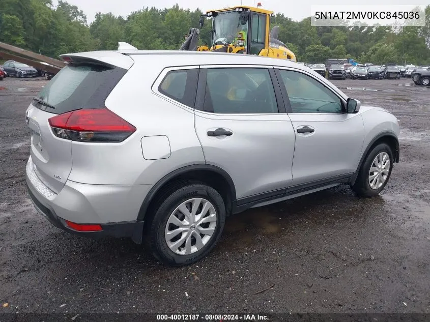 2019 Nissan Rogue S VIN: 5N1AT2MV0KC845036 Lot: 40012187