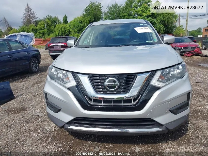 2019 Nissan Rogue S VIN: 5N1AT2MV9KC828672 Lot: 40018210