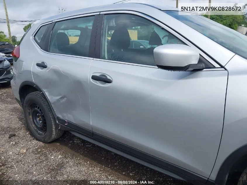 2019 Nissan Rogue S VIN: 5N1AT2MV9KC828672 Lot: 40018210