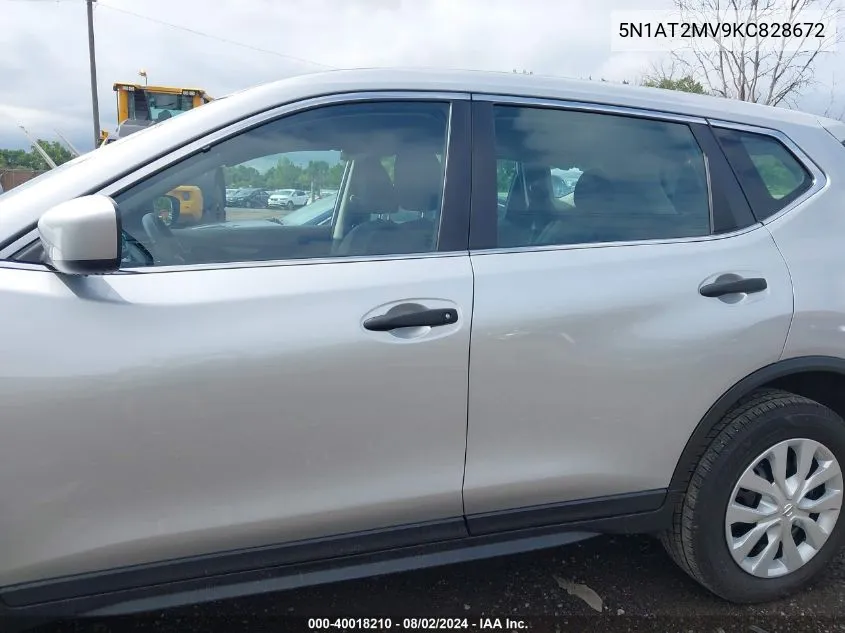 2019 Nissan Rogue S VIN: 5N1AT2MV9KC828672 Lot: 40018210