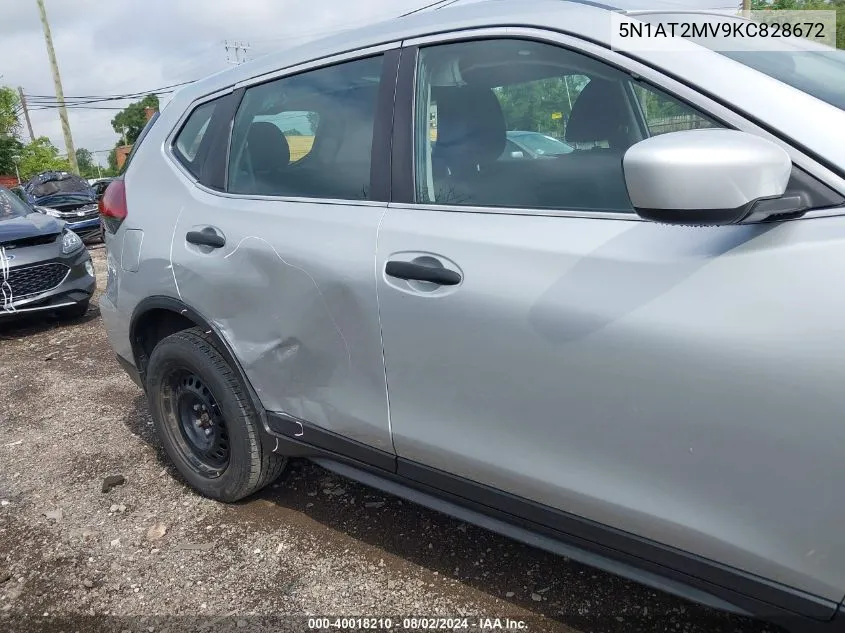 2019 Nissan Rogue S VIN: 5N1AT2MV9KC828672 Lot: 40018210