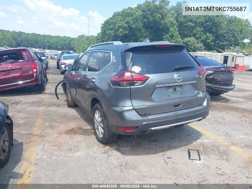 2019 Nissan Rogue S VIN: 5N1AT2MT9KC755687 Lot: 40045329