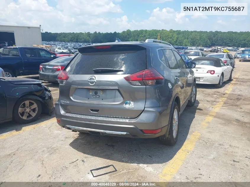 2019 Nissan Rogue S VIN: 5N1AT2MT9KC755687 Lot: 40045329