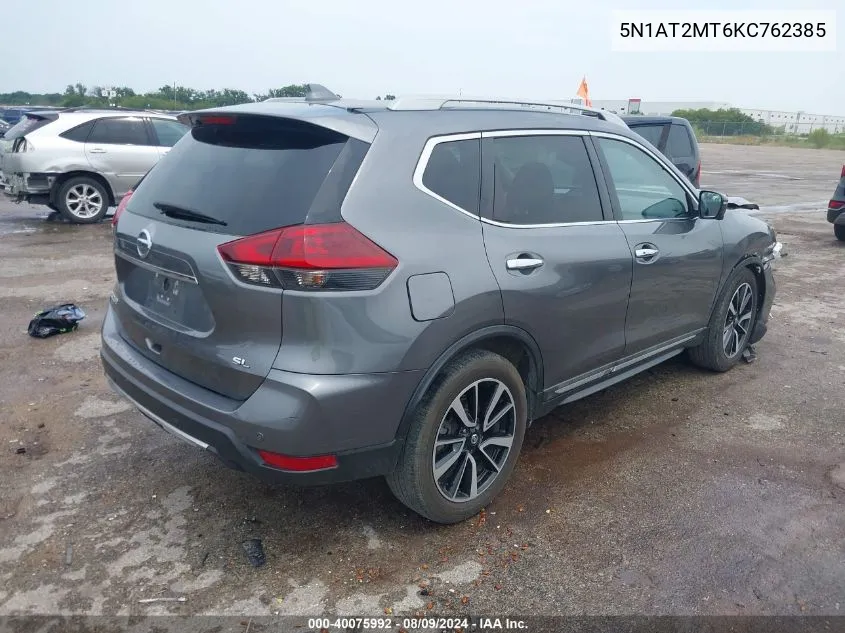 2019 Nissan Rogue Sl VIN: 5N1AT2MT6KC762385 Lot: 40075992