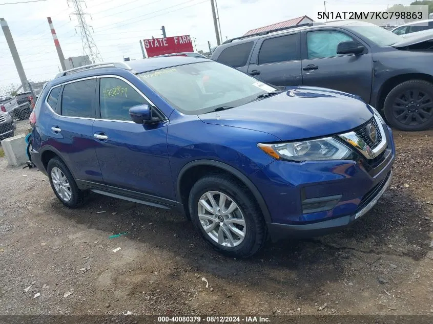 2019 Nissan Rogue Sv VIN: 5N1AT2MV7KC798863 Lot: 40080379